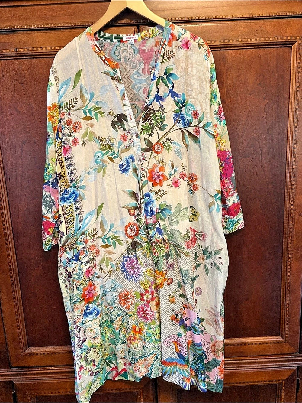 Johnny Was Floral Midi Dress Cream Size Large